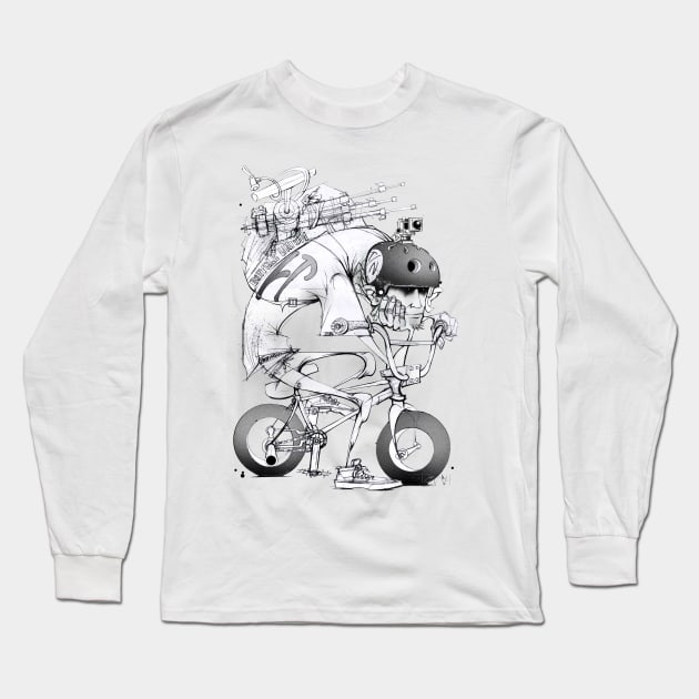 bmx rider Long Sleeve T-Shirt by IAN TOVEY ILLUSTRATOR